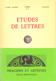 Claude Bérard, « Iconographie - iconologie - iconologique », dans Etudes de Lettres, 1983. pp. 5-37.